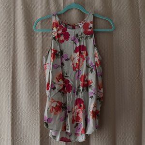 EUC Old Navy High Neck Trapeze Multi Color Floral Top Large